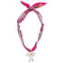 Canvas Cassie Pave Bow Scarf Necklace in Fuchsia/Orange/White