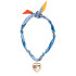 Canvas Gabby Puffy Heart Scarf Necklace in Aqua & White