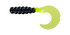 Zoom Big Bite Fat Grub 2″ – Salt‑Impregnated Curl-Tail Grub (10‑Pack) - Black Chartreuse