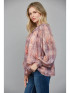 Fate Smocked Yoke Raglan Sleeve Snake Print Chiffon Top