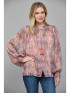 Fate Smocked Yoke Raglan Sleeve Snake Print Chiffon Top