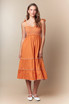 Fantastic Fawn Smocked Midi Dress - Orange