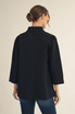 Jodifl Standing Collared Puff Shoulder Solid Top - Black Jodifl Standing Collared Puff Shoulder Solid Top - Black