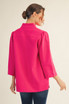 Jodifl Standing Collared Puff Shoulder Solid Top - Hot Pink Jodifl Standing Collared Puff Shoulder Solid Top - Hot Pink