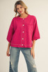 Jodifl Magenta Multi Color Stitch Accent Washed Top