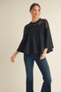 Jodifl Black Crochet Accent Elegance Blouse