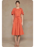 Strut & Bolt Belt Waist Pleated Cotton Midi Dress - Rust