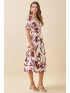 TCEC Burgundy Short Puff Sleeve Dress