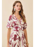 TCEC Burgundy Short Puff Sleeve Dress