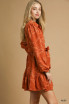 Umgee Jacquard Dress with Tie Waist - Rust Umgee Jacquard Dress with Tie Waist - Rust