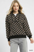 Umgee Women's Textured Knit Jacquard Quarter-Zip Pullover - Black