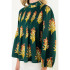 THML Women's Green Long Sleeve Floral Detail Top