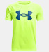 Under Armour Boys' UA Tech Big Logo Short Sleeve Shirt-Vis Yellow/Cruise Blue