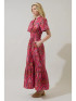 Sugar Lips Women's Berry Azura Floral Belraj Poplin Maxi Dress