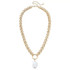 Canvas Lucille Chunky Gold Link Pearl Pendant Necklace