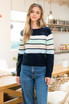 THML Women's Navy Colorblocked Knit Sweater