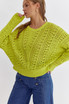 Entro Women's Lime Crochet Knitted Sweater