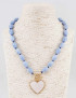 What's Hot Blue Beaded with Pearlized Heart Necklace