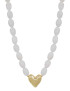 What's Hot White Acrylic Oval Beaded with Gold Heart Necklace