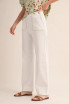 &merci Women's High Waist Wide Leg Pants with Contrast Stitching - Off White