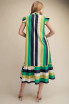 Glam Women's Navy & Green Stripe Midi Dress