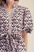 Glam Women's Ruffle Neck Puff Sleeve Romper - Pink