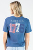 Simply Southern Women's Mineral Wash America Tee - Overcast