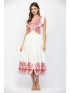 Fate Women's Off White Flutter Sleeve Maxi Dress