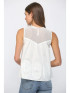 Fate Women's Off White Sheer Lace Applique Sleeveless Top