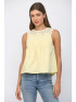 Fate Women's Yellow Lace Trimmed Sleeveless Top