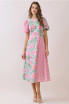 TCEC Women's Pink Floral Pattered Midi Dress