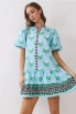 TCEC Women's Blue Floral Puff Sleeve Mini Dress
