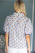 Voy Women's Blue Stripe Floral Top