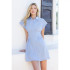 THML Women's Blue Short Sleeve Striped Button-Down Dress