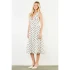 THML Women's White Sleeveless Polka Dot Dress