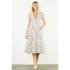 THML Women's White Sleeveless Polka Dot Dress