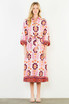 THML Women's Floral Print Long Dress with Tie Waist - Pink