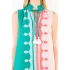 THML Women's Ruffle Neck Tassel Colorblock Dress - Pink