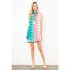 THML Women's Ruffle Neck Tassel Colorblock Dress - Pink