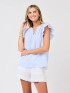 Mary Square Women's Lydia Top - Blue + White