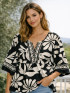 Pine Apparel Women's Linique Floral V-Notch Blouse