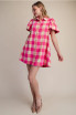 Glam Women's Checkered Mini Dress - Pink