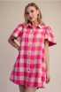 Glam Women's Checkered Mini Dress - Pink