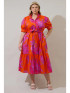 Sugar Lips Plus Size Women's Nalani Floral Giles Button Up Midi Dress