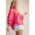 Glam Women's Red & Pink Oversized Striped Balloon Sleeve Top