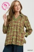 Umgee Women's Floral Print Blouse - Chestnut