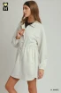 Umgee Women's Half Zip-Up Dress - Heathered White