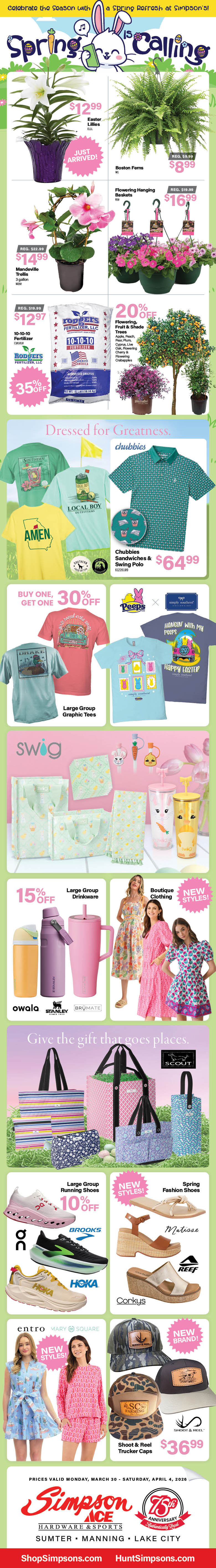 Celebrate the Season wit ha Spring Refresh at Simpson's!