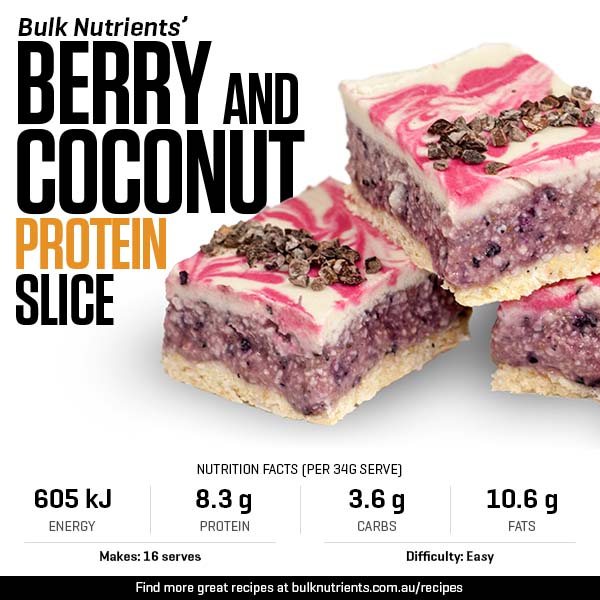 Berry and Coconut Protein Slice