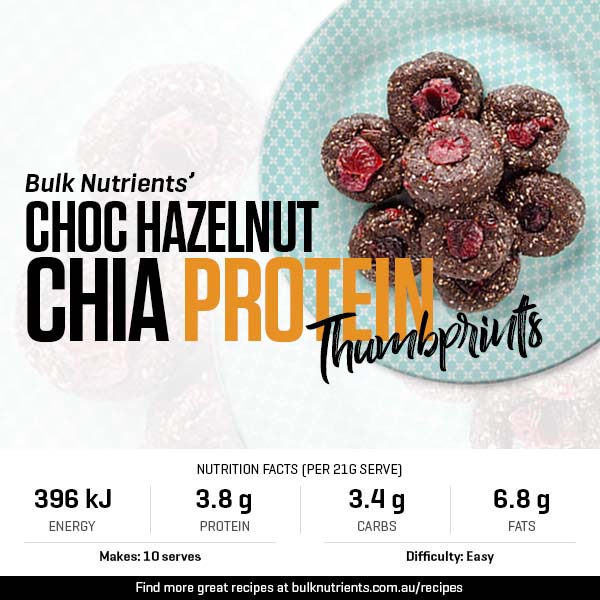 Choc Hazelnut Chia Protein Thumbprints